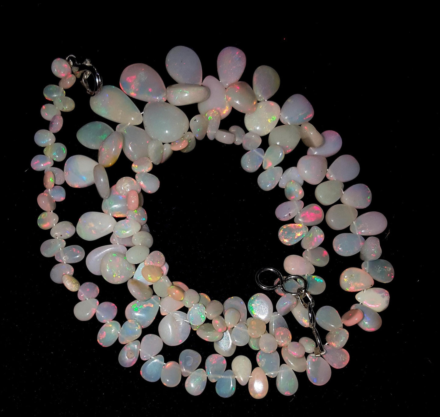 AAA+ Opal, Natural Ethiopian Top Fire Opal Gemstone Drops Necklace 18'' inches , 63.00 Carat, Size-5x13mm, Gift For Her, PC-1