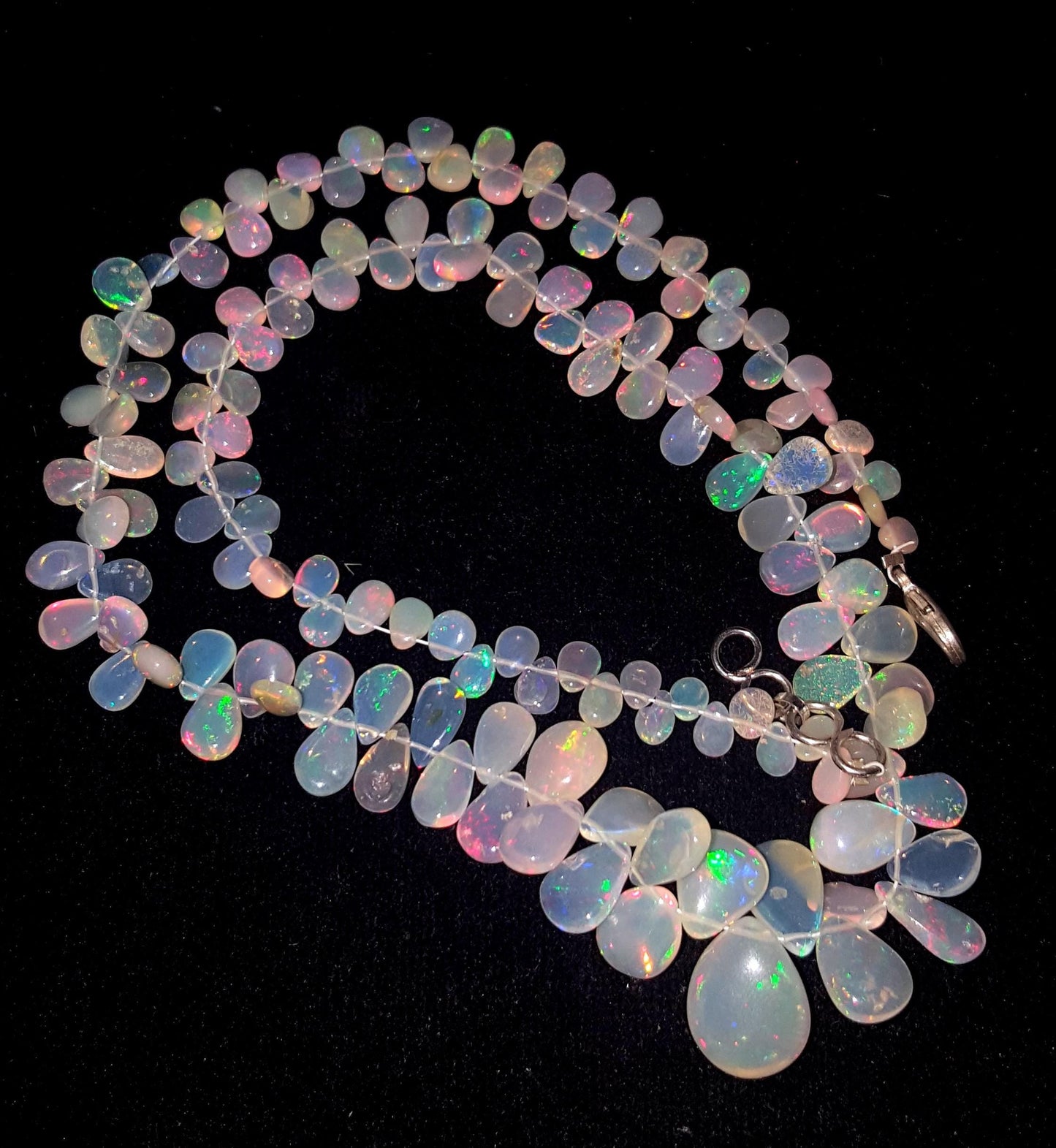 AAA+ Opal, Natural Ethiopian Top Fire Opal Gemstone Drops Necklace 18'' inches , 65.55 Carat, Size-5x13mm, Gift For Her, PC-1