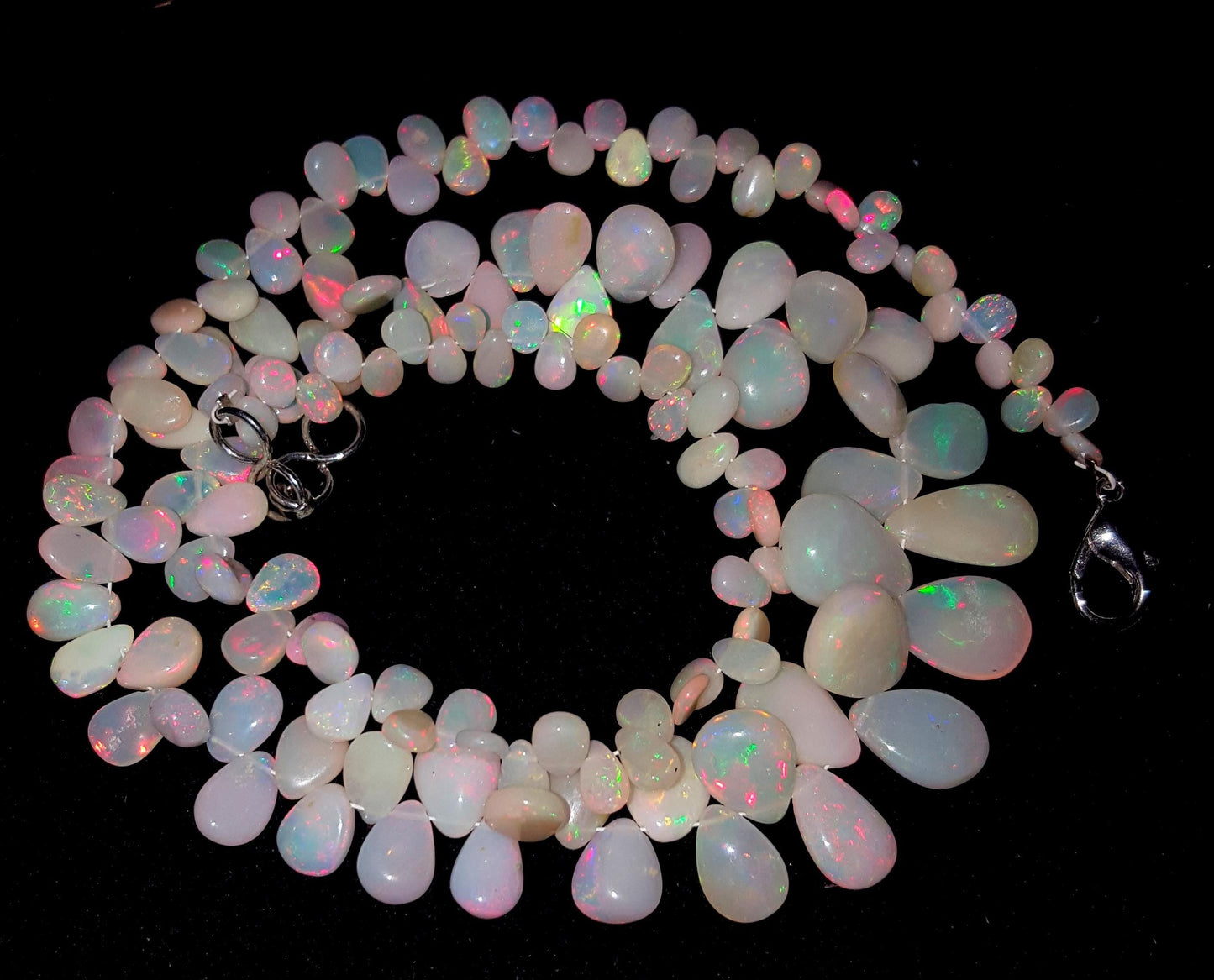 AAA+ Opal, Natural Ethiopian Top Fire Opal Gemstone Drops Necklace 18'' inches , 63.00 Carat, Size-5x13mm, Gift For Her, PC-1