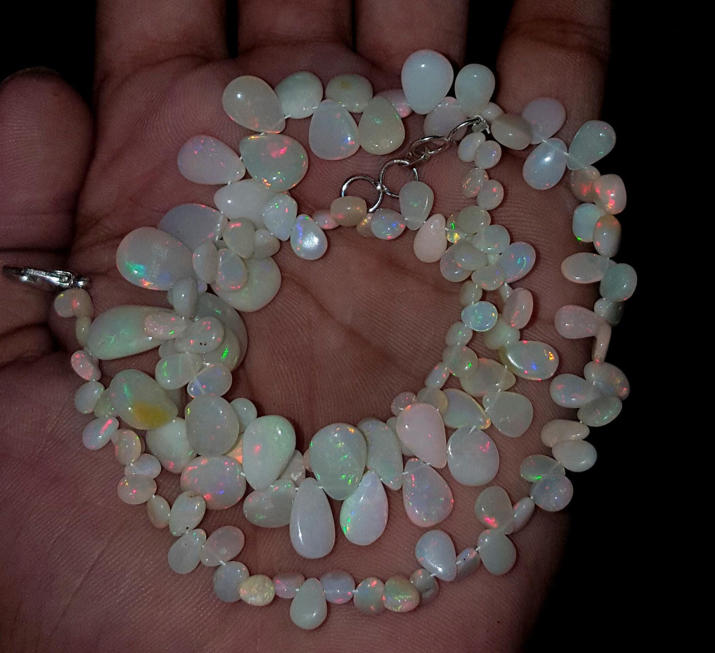 AAA+ Opal, Natural Ethiopian Top Fire Opal Gemstone Drops Necklace 18'' inches , 63.00 Carat, Size-5x13mm, Gift For Her, PC-1